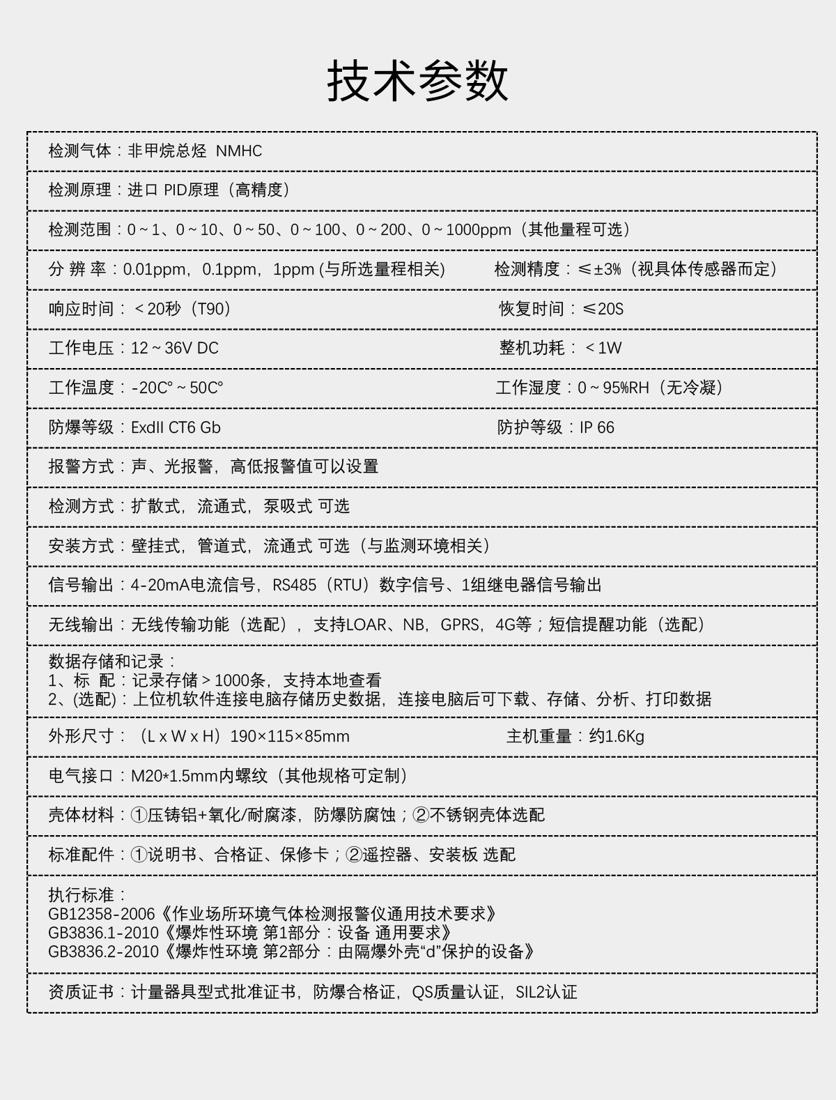 固定分體式非甲烷總烴檢測(cè)儀