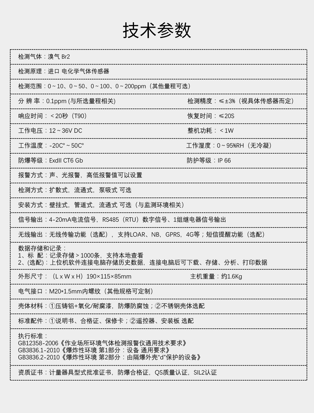 固定分體式溴氣檢測儀