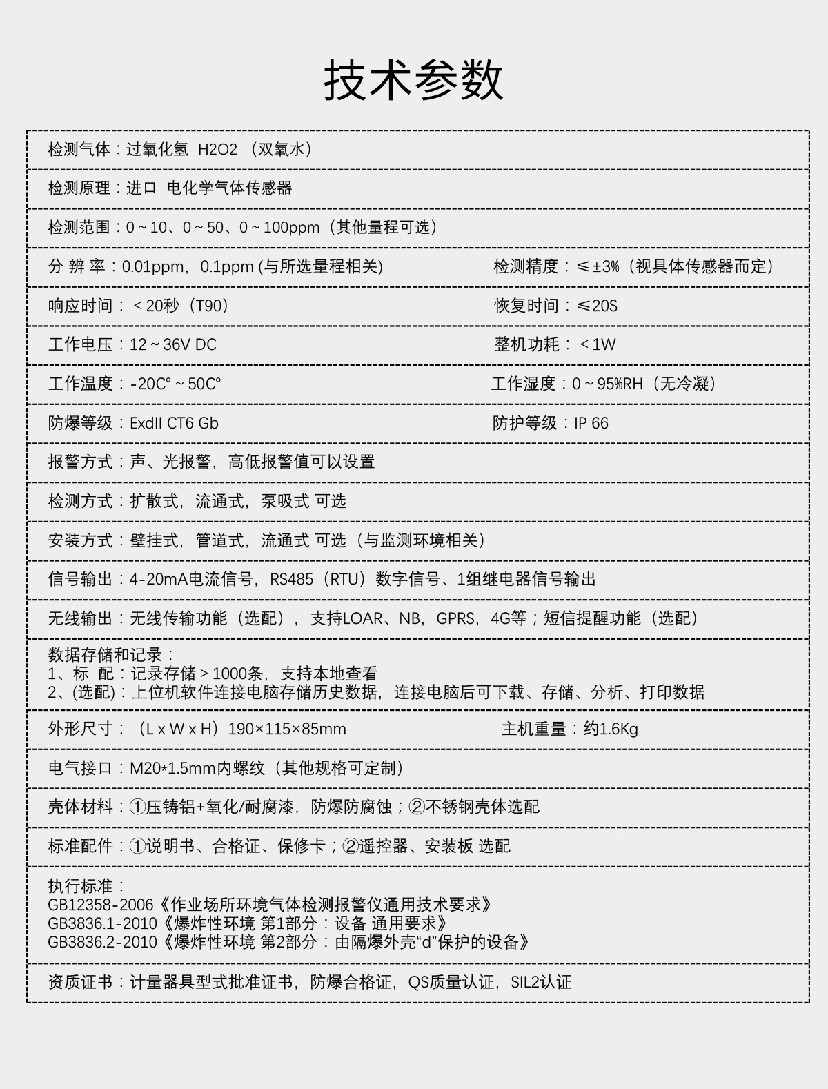 固定分體式過(guò)氧化氫檢測(cè)儀