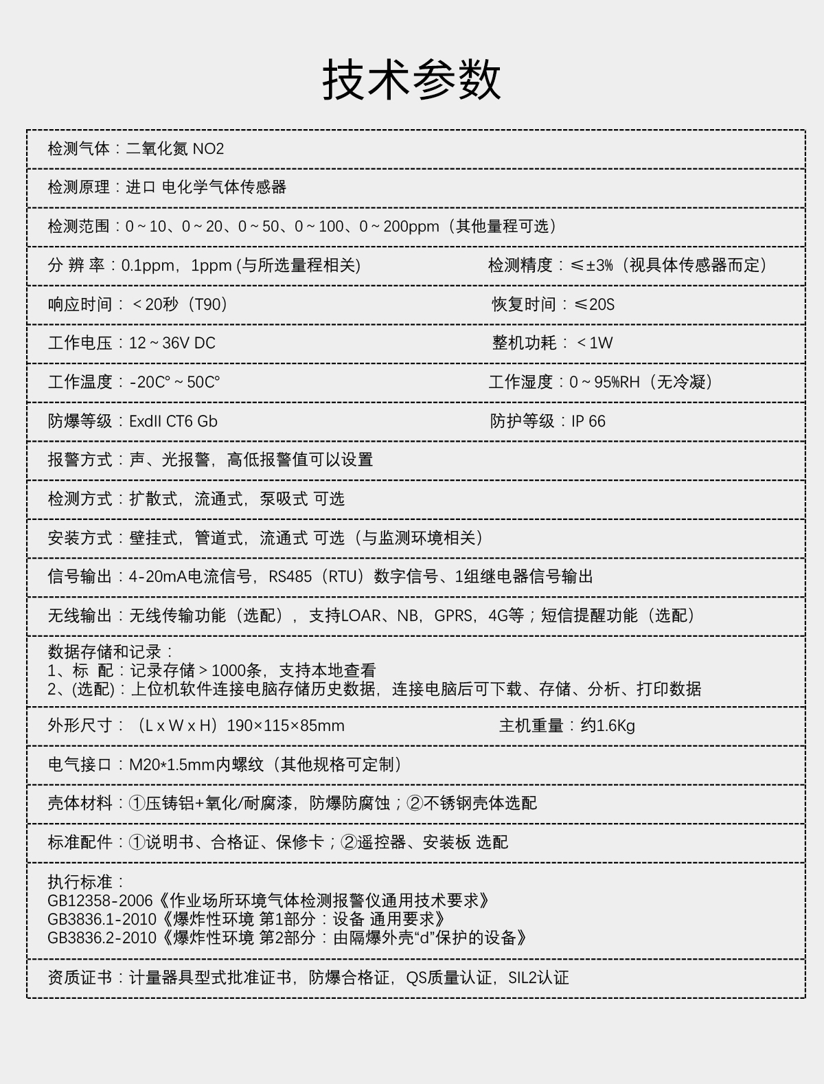 固定分體式二氧化氮檢測(cè)儀