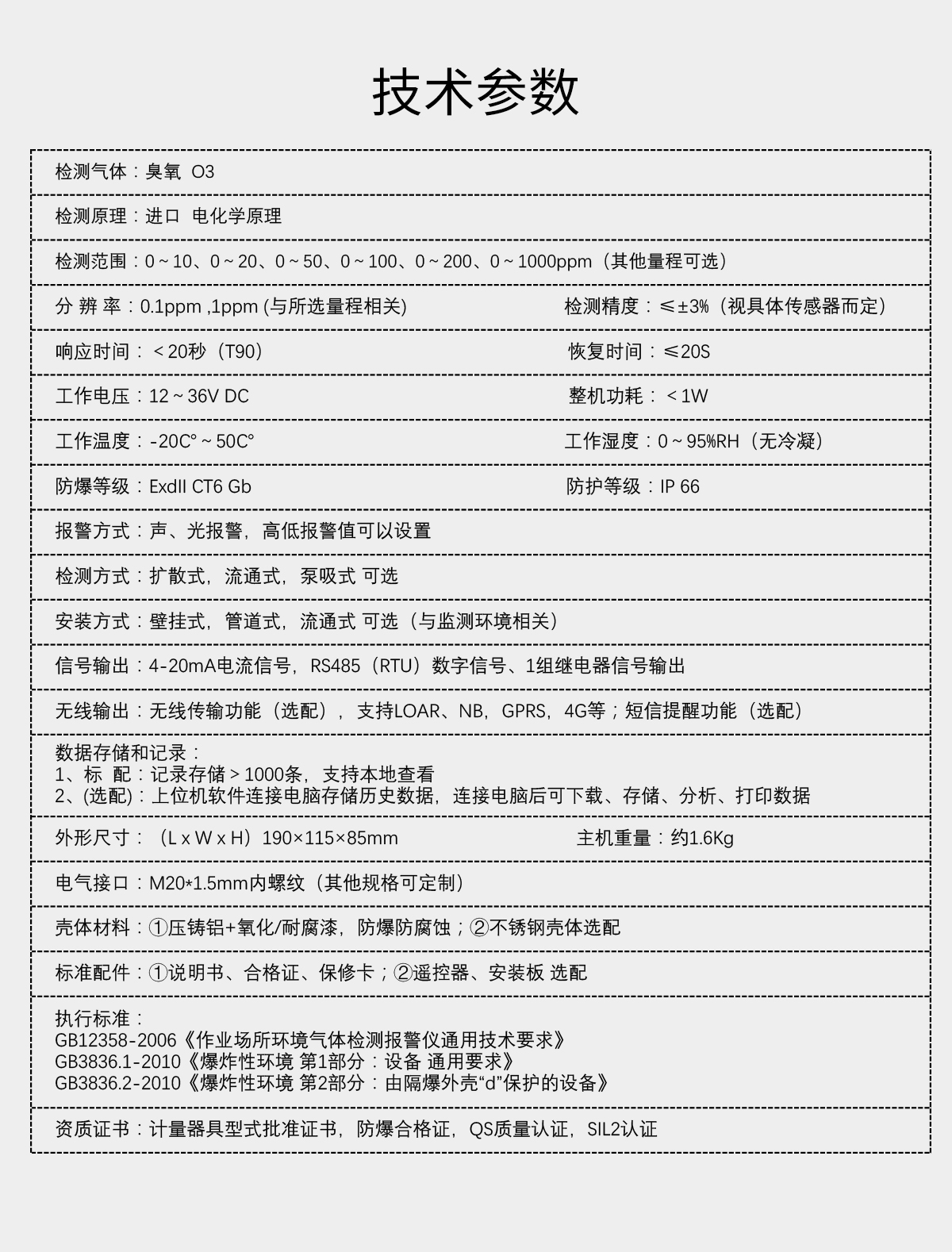 固定分體式臭氧檢測儀