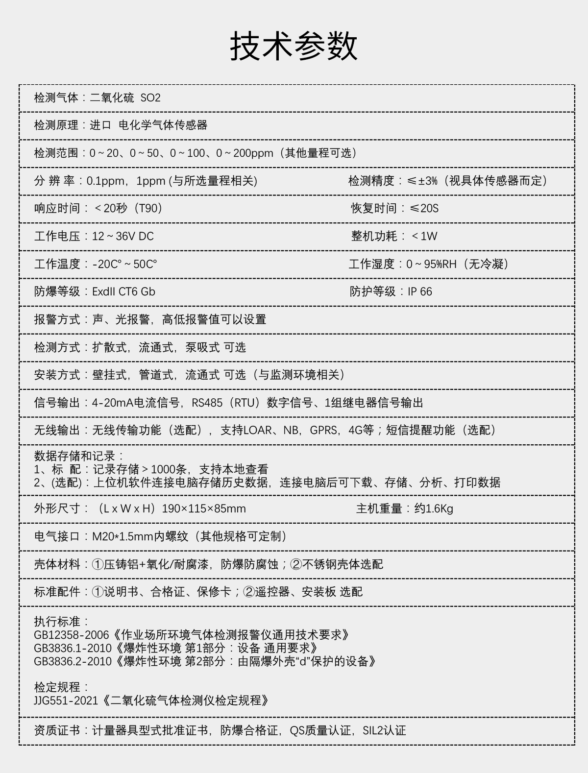 固定分體式二氧化硫檢測(cè)儀