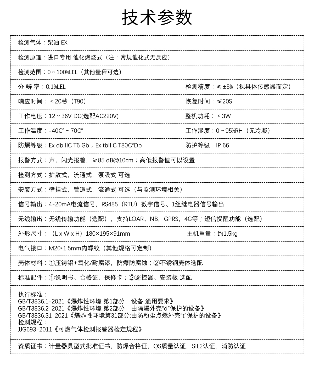 固定式可燃?xì)怏w檢測(cè)儀（柴油）